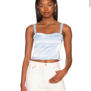superdown Light Blue Satin Tiana Bustier Top